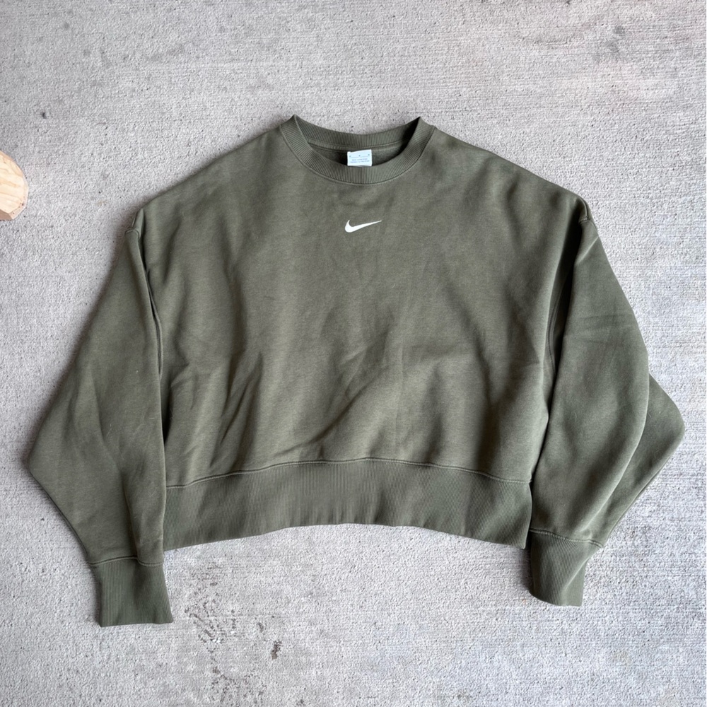 Nike phoenix fleece olive green oversized crewneck sweatshirt - Picture 3 of 4